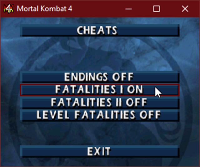 Cách bật Fatalities trong mortal kombat 4