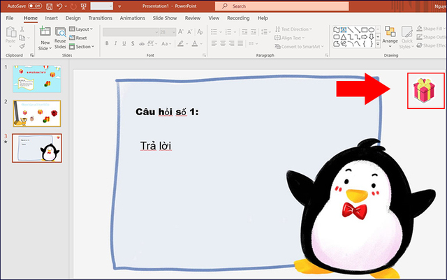 cách thiết kế trò chơi trên powerpoint hộp quà