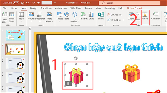 cách thiết kế trò chơi trên powerpoint hộp quà