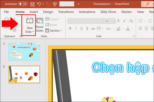 cách thiết kế trò chơi trên powerpoint hộp quà